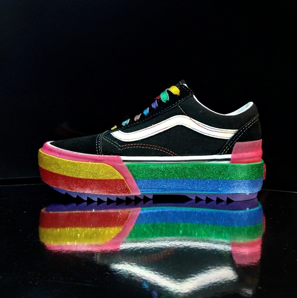 VANS GLITTERED STACKED PLATFORM Women's SIZE 6 - Picture 7 of 10